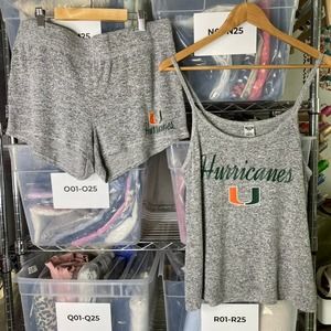Concepts Sports UM Miami Hurricanes Canes Sleepwear PJs Set Heathered Gray Large